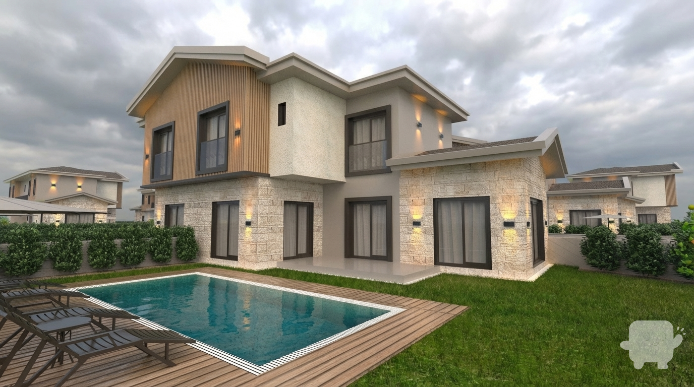 keep metarials, cloudy sky, realistic render