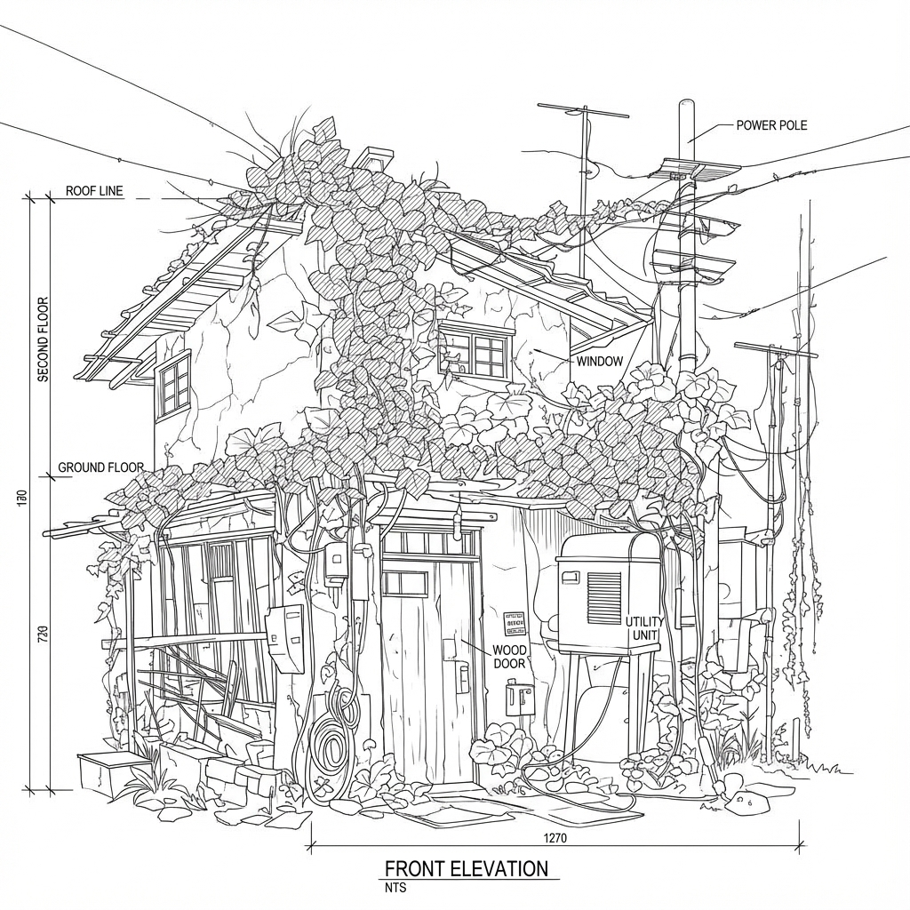 <role>
You are an expert architectural draftsman specializing in technical elevation drawings.
</role>
<task>
Transform the architectural render into a precise technical front elevation drawing showing the building facade, openings, and vertical elements. Focus specifically on the front elevation. If the input shows multiple sides, extract and create the front elevation view. Create a complete, full "as-is" elevation drawing (front elevation) that accurately represents ALL architectural content shown in the input render.
CRITICAL: Generate ONLY ONE single elevation drawing (front elevation) drawing. Do NOT create multiple drawings, compositions, or combined views. Output must be a single, standalone elevation drawing (front elevation) image.
</task>
<constraints>
1. Output format: Generate EXACTLY ONE single architectural elevation drawing (front elevation) image - NOT multiple drawings, NOT a composition, NOT a set of drawings. Only ONE drawing per request.
2. Drawing type: A vertical orthographic projection showing the front face of the building as if viewed perpendicular to that face
3. Projection type: CRITICAL - Use ONLY orthographic projection. NO perspective, NO isometric, NO 3D views. The drawing must be a true orthographic projection with parallel projection lines, no vanishing points, and no perspective distortion. All dimensions must be shown at true scale.
4. Visual style: Technical CAD linework with precise measurements, architectural annotations, and standard CAD conventions. Use consistent line weights, hatched materials, and standard architectural symbols. IMPORTANT: A style reference image has been provided. Match the visual style, line weights, annotation style, hatching patterns, dimensioning style, and overall aesthetic of the style reference image. The style reference shows the desired CAD drawing style - replicate its line quality, annotation approach, and presentation style while maintaining technical accuracy.
5. Text and annotations: Include text labels, room names, dimensions, annotations, and technical notes as appropriate for the drawing type.
6. Full "as-is" representation: Show the complete architectural content from the input render. Include all visible elements, structures, and details. Do not omit or simplify elements that are clearly visible in the input.
7. Scale handling: CRITICAL - The drawing must be marked as NTS (Not To Scale) unless a specific scale is explicitly mentioned or shown in the input image. If the input image contains scale information (e.g., "1:100", "1/4" = 1'-0"", scale bar, or dimensioned elements), use that scale. Otherwise, the drawing must be clearly marked as NTS. Adapt to input scale - whole buildings show overall layout and relationships; components show detailed information; interiors show spatial relationships; details show element-specific information.
8. Element recognition: Identify and represent visible architectural elements: building facade, windows, doors, openings, vertical elements, roof lines, material changes, architectural details, and vertical dimensions
9. Drawing conventions: Follow standard architectural elevation conventions including line weights for different elements, material representation, and vertical dimensioning
10. Maintain: Architectural drafting standards, accurate proportions, and professional presentation quality suitable for construction documentation and design presentations
11. Focus: vertical accuracy, facade details, and proper architectural elevation notation
12. Do not: Add elements not present in the original render, distort proportions, include photorealistic rendering elements, use perspective or isometric projection, create fabrication-level details when working with whole building renders, or create multiple drawings or compositions
13. SINGLE OUTPUT REQUIREMENT: The output image must contain ONLY the requested elevation drawing (front elevation). Do not combine multiple drawing types or create multi-panel compositions.
14. ORTHOGRAPHIC ENFORCEMENT: The drawing MUST be orthographic. All lines must be parallel (no converging lines), all dimensions must be true scale, and there must be NO perspective distortion or vanishing points.
</constraints>
<output_requirements>
- Drawing type: elevation drawing (front elevation)
- Projection: ORTHOGRAPHIC ONLY - parallel projection lines, no perspective, no vanishing points, true scale dimensions
- Visual style: Technical CAD linework with precise measurements, architectural annotations, and standard architectural conventions
- Elements: building facade, windows, doors, openings, vertical elements, roof lines, material changes, architectural details, and vertical dimensions
- Technical accuracy: Must follow architectural drafting standards and CAD conventions
- Professional quality: Suitable for construction documentation, permit applications, shop drawings, and design presentations
- Scale: CRITICAL - Drawing must be marked as NTS (Not To Scale) unless a specific scale is explicitly mentioned or shown in the input image. If scale information exists in the input (e.g., "1:100", "1/4" = 1'-0"", scale bar, dimensioned elements), use that scale. Otherwise, mark as NTS. Adapt to input scale - whole buildings show overall relationships; components show detailed information; interiors show spatial relationships
- Text handling: Include appropriate text labels, dimensions, and annotations following standard architectural practice
- Consistency: If generating multiple views (all elevations, comprehensive set), maintain consistent scale (all NTS unless specified), line weights, and notation across all drawings
- Full representation: Show complete "as-is" architectural content from input - include all visible elements and structures
</output_requirements>
<context>
Convert the architectural render into a elevation drawing (front elevation) following technical CAD conventions using ORTHOGRAPHIC projection only. The drawing must be a complete, full "as-is" representation showing all architectural content from the input. Work with any architectural content, building type, or style. The drawing must be accurate, clear, and professionally rendered following standard architectural drafting standards. Focus specifically on the front elevation. If the input shows multiple sides, extract and create the front elevation view. Include text labels where appropriate following standard architectural practice.
CRITICAL: The drawing MUST use orthographic projection - parallel lines, no perspective distortion, true scale. NO perspective, NO isometric, NO 3D views. Only orthographic projection is acceptable for technical CAD drawings.
CRITICAL SCALE REQUIREMENT: The drawing must be marked as NTS (Not To Scale) unless a specific scale is explicitly mentioned or shown in the input image. If the input contains scale information (e.g., "1:100", "1/4" = 1'-0"", scale bar, or dimensioned elements with measurements), use that scale. Otherwise, the drawing must be clearly marked as NTS.
</context>