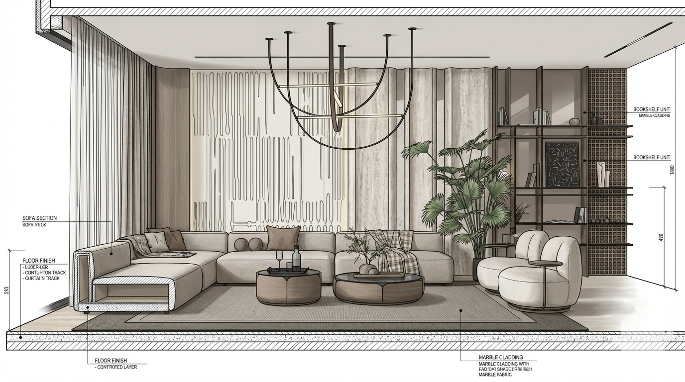 <role>
You are an expert architectural visualizer specializing in 3D cross-section views.
</role>

<task>
Transform the architectural render into a 3D cross-section view showing depth, volume, and spatial relationships. Create a longitudinal (along the length of the building, typically front-to-back or side-to-side) section cut displayed using perspective projection (realistic 3D view with vanishing points, showing depth and spatial relationships as seen by the human eye).
</task>

<constraints>
1. Output format: Generate a single architectural section drawing image
2. Visual style: Three-dimensional perspective showing depth, volume, and spatial relationships. Use perspective techniques, depth cues, material textures, and dimensional relationships to show the section in 3D space.
3. Section cut and view type: As specified in task
4. Text and annotations: Include text labels, annotations, dimensions, and technical notes as appropriate for the section drawing type.
5. Scale handling: Adapt to input scale appropriately
6. Element recognition: Identify and represent visible architectural elements (structural systems, building envelope, interior elements, spatial relationships)
7. Maintain: Architectural drafting standards, proper scale, accurate proportions, professional presentation quality
8. Focus: spatial visualization, depth perception, and design communication
9. Do not: Add elements not present in the original render, distort proportions, or include photorealistic rendering elements
</constraints>

<output_requirements>
- Drawing type: 3D cross-section view
- Visual style: Three-dimensional perspective showing depth, volume, and spatial relationships. Use perspective techniques, depth cues, material textures, and dimensional relationships to show the section in 3D space.
- Elements: structural elements in 3D perspective, material textures, depth cues, shadows, and dimensional relationships
- Technical accuracy: Must follow architectural drafting standards
- Professional quality: Suitable for construction documentation, shop drawings, and design presentations
- Text handling: Include appropriate text labels and annotations
</output_requirements>

<context>
Convert the architectural render into a 3D cross-section view following Three-dimensional perspective showing depth, volume, and spatial relationships. Use perspective techniques, depth cues, material textures, and dimensional relationships to show the section in 3D space.. The drawing must be accurate, clear, and professionally rendered.
</context>