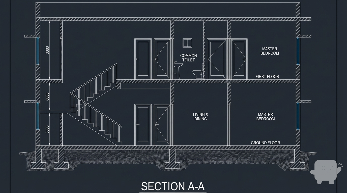give me section plan of this floor plan